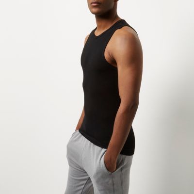 Black muscle fit vest